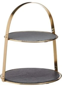 Artesa Arch Frame Slate Serving Stand Brass