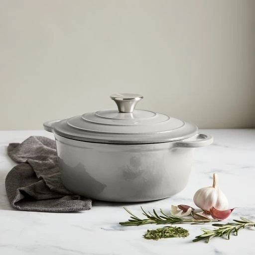 Simply Home Cast Iron 22cm Round Casserole - Grey 3 Simply Home Cast Iron 22cm Round Casserole - Grey