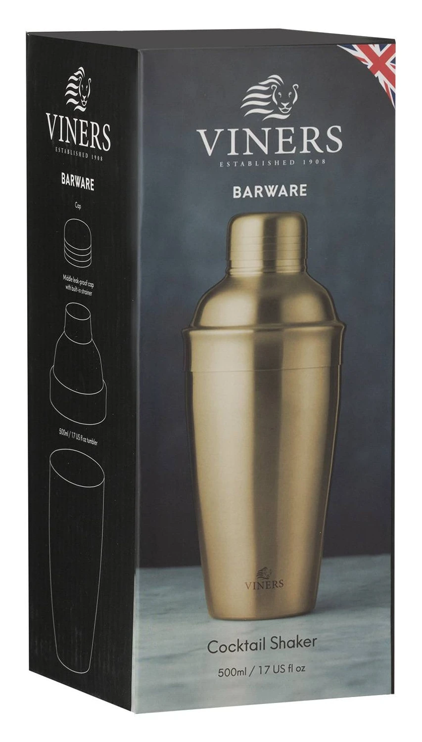 Viners Cocktail Shaker 500ml Gold 3 Viners Cocktail Shaker 500ml Gold